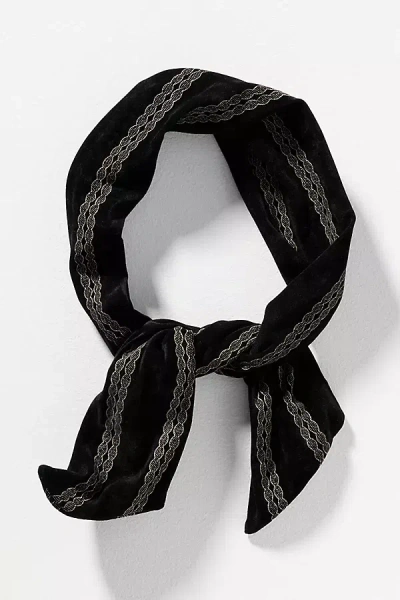 Anthropologie Velvet Twist-top Wire Headband In Black