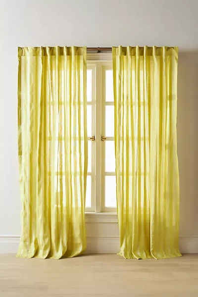 Anthropologie Ventura Silk Semi-sheer Woven Stripe Curtain In Neutral