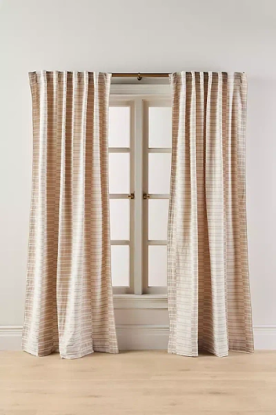 Anthropologie Versa Striped Cotton Woven Curtain In Pink