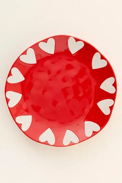 Anthropologie Vida Icon Stoneware Dessert Plate: Valentine's Day Edition In Red