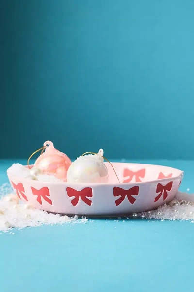 Anthropologie Vida Icon Stoneware Pasta Bowl: Holiday Edition In Pink