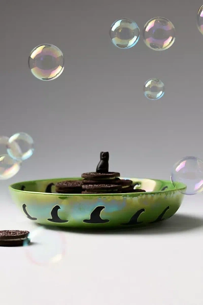 Anthropologie Vida Luster Stoneware Pasta Bowl In Green