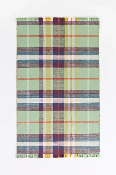 Anthropologie Vienna Indoor/outdoor Flatwoven Plaid Rug In Multi