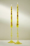 Anthropologie Villa Handpainted Taper Candles, Set Of 2 In Yellow