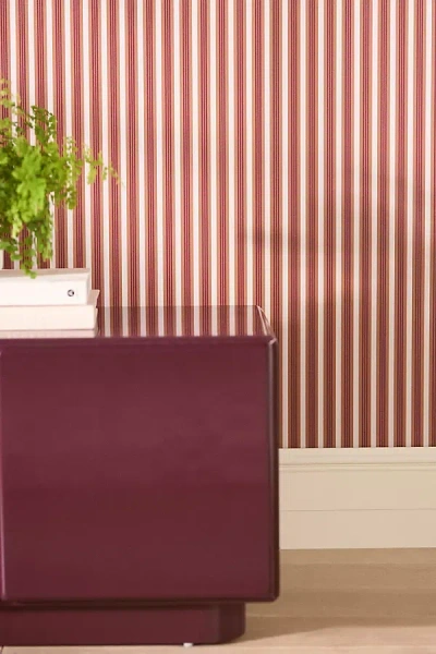 Anthropologie Villa Vertical Stripe Wallpaper In Burgundy