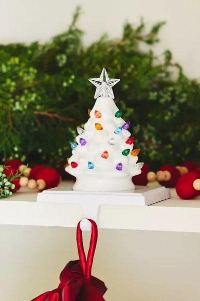 Anthropologie Vintage Light-up Tree Mantel Stocking Holder In White