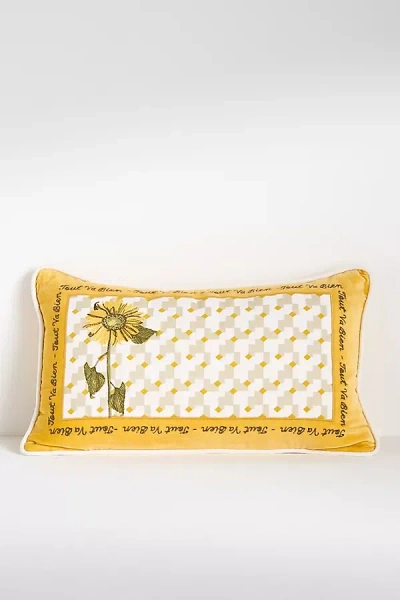 Anthropologie Violette Cotton Embroidered Pillow
