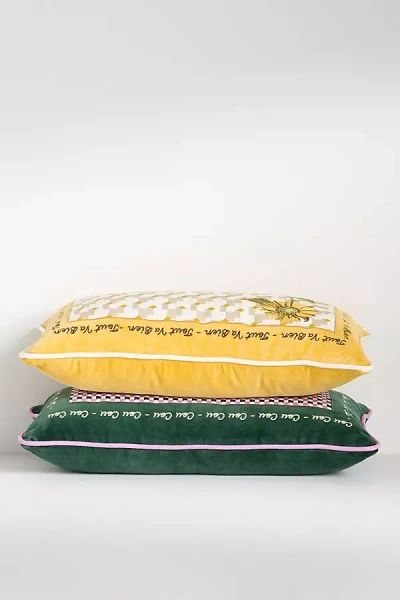 Anthropologie Violette Cotton Embroidered Pillow