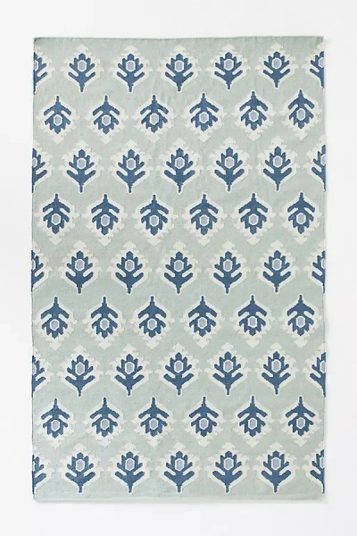 Anthropologie Flatwoven Indoor/outdoor Floral Rug In Green