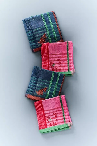 Anthropologie Viviana Cotton Dish Cloths, Set Of 4 In Multi