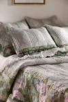 Anthropologie Vivienne Cotton Floral Printed Quilt In Gray