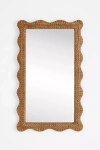 Anthropologie Wallie Scalloped Rattan Wall Mirror In Brown