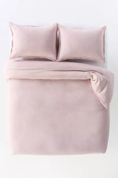 Anthropologie Washed Linen Duvet Cover In Pink