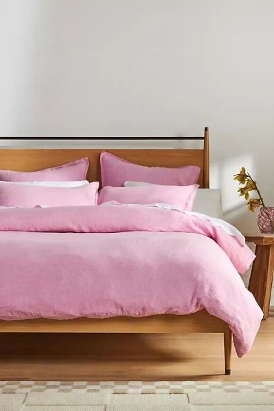 Anthropologie Washed Linen Duvet Coveru200b In Pink