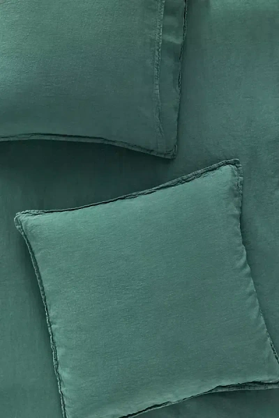 Anthropologie Washed Linen Euro Sham In Green