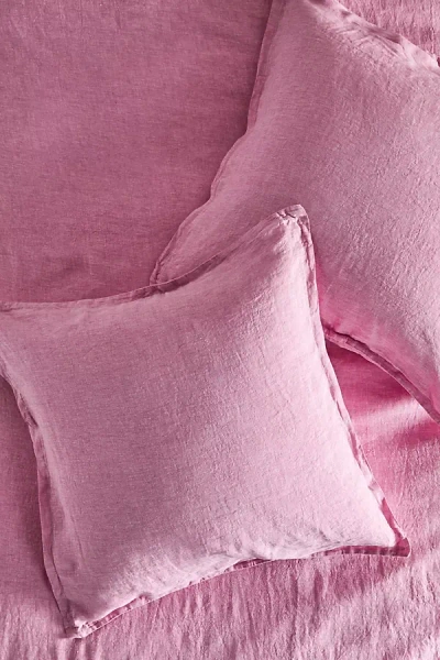 Anthropologie Washed Linen Euro Sham In Pink