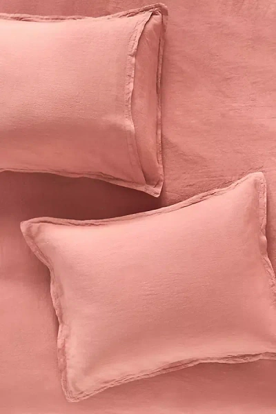 Anthropologie Washed Linen Shams, Set Of 2 In Pink