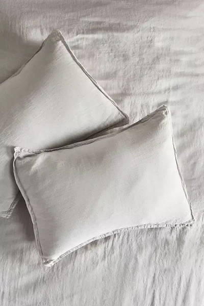 Anthropologie Washed Linen Shams, Set Of 2 In White