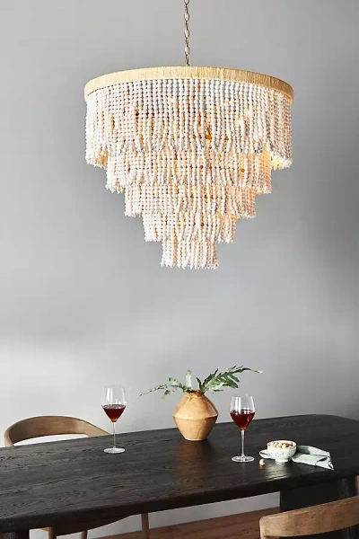 Anthropologie Beaded Chandelier In Beige