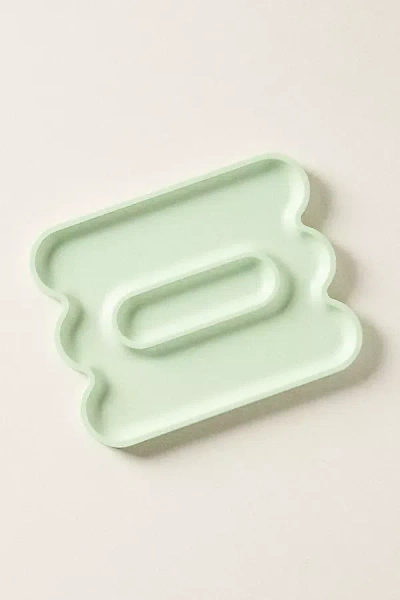 Anthropologie Wavy Resin Catchall Tray In Green