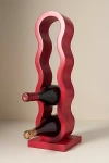 Anthropologie Wavy Wood Wine Rack In Red