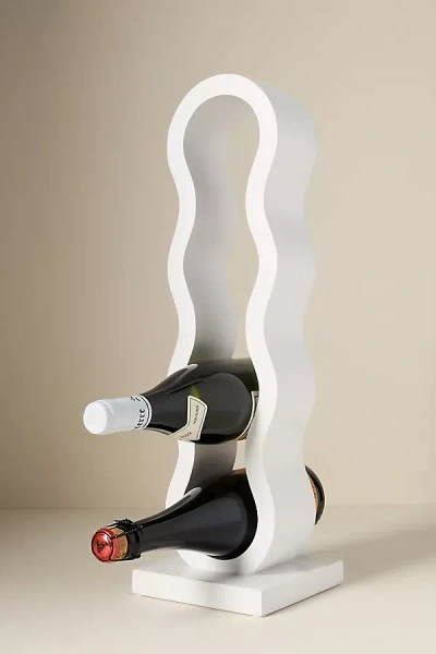 Anthropologie Wavy Wood Wine Rack In White