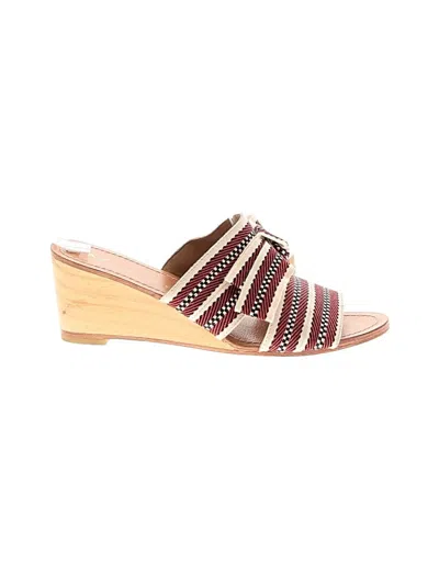 Pre-owned Anthropologie Wedges In Burgundy