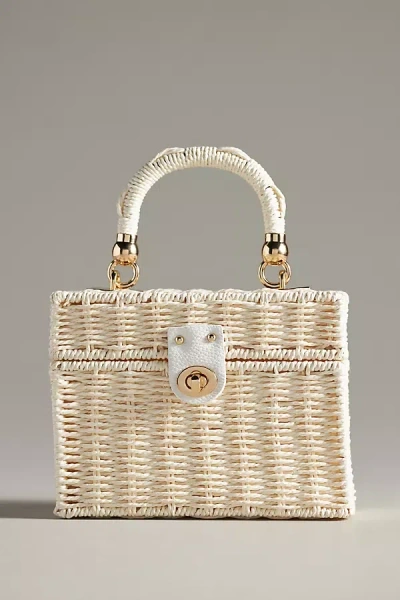 Anthropologie Wicker Box Bag In Beige