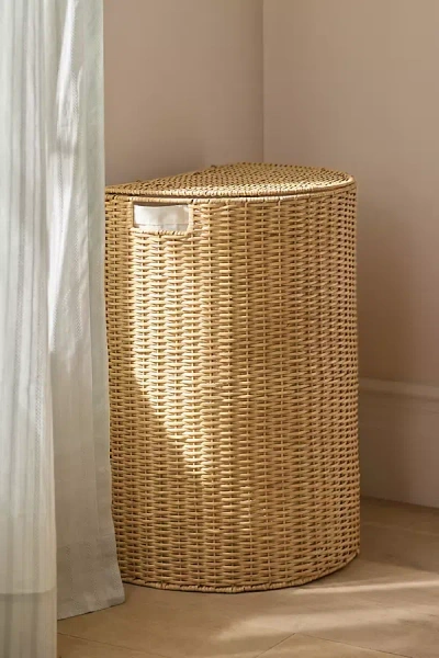 Anthropologie Wicker Half Moon Hamper In Brown