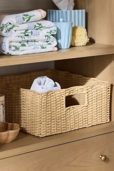 Anthropologie Wicker Ripple Basket In Neutral
