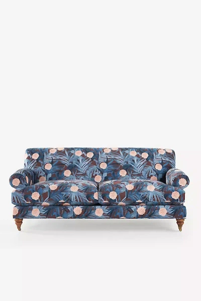 Anthropologie Willoughby 79" Frederica Velvet Two-cushion Sofa In Blue