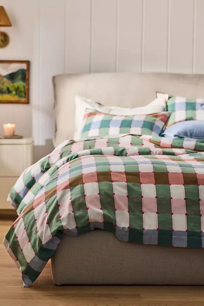 Anthropologie Willow Cotton Yarn Dyed Plaid Duvet Cover In Multi