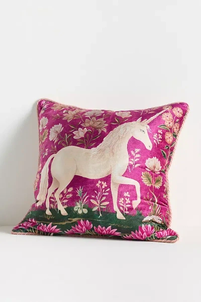 Anthropologie Winter Millefluers Printed Cotton Pillow In Multi