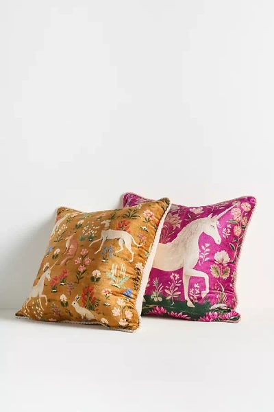 Anthropologie Winter Millefluers Printed Cotton Pillow In Multi