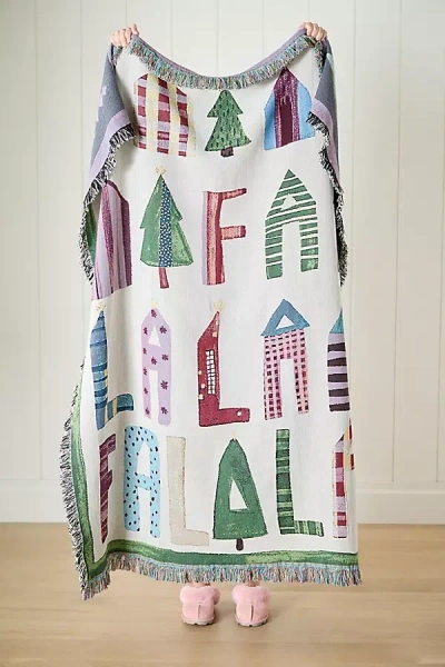Anthropologie Winterscape Woven Cotton Throw Blanket In Multi
