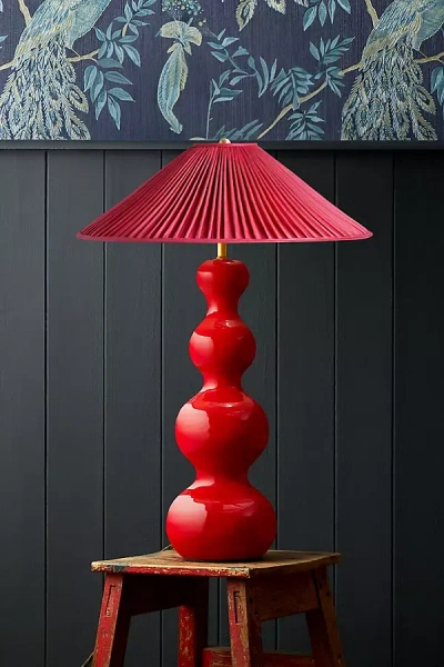 Anthropologie Wobster Table Lamp In Red