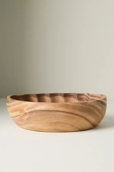 Anthropologie Wood Shell Serve Bowl In Brown
