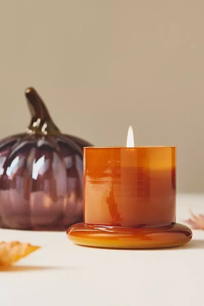 Anthropologie Woody White Birch & Pumpkin Glass Cloche Candle In Purple