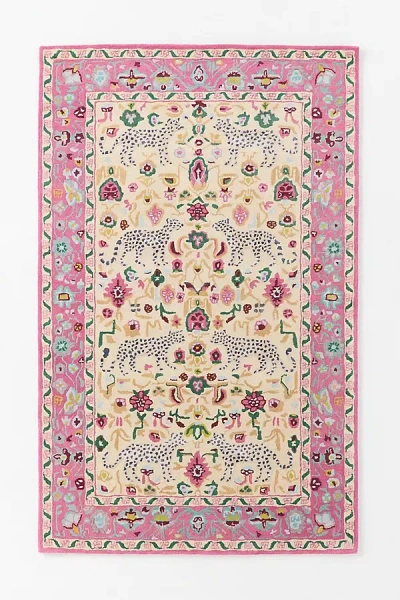 Anthropologie Wool-blend Tufted Leopards Rug In Pink