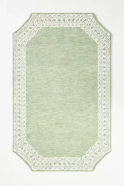 Anthropologie Avondale Hand-tufted Wool-viscose Blend Shaped Rug In Green
