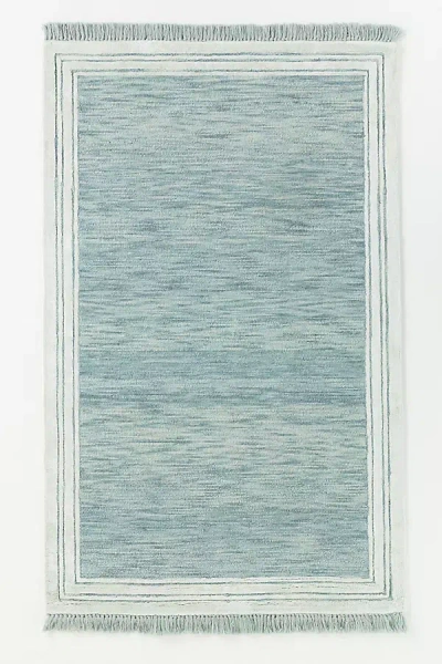 Anthropologie Wool Blend Tufted Tassel Rug In Blue