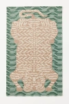 Anthropologie Wool Hand-tufted Tiger Rug In Green
