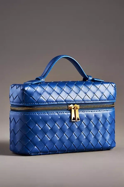 Anthropologie Woven Cosmetic Case In Blue