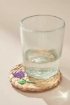 Anthropologie Woven Floral Embroidered Coaster In Purple