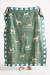 Anthropologie Woven Jacquard Patterned Throw Blanket In Green