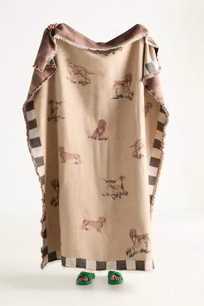 Anthropologie Woven Jacquard Patterned Throw Blanket In Neutral
