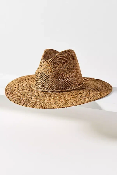 Anthropologie Woven Straw Fedora Hat In Brown