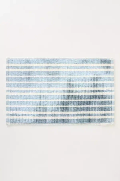 Anthropologie Woven Striped Bath Mat In Blue
