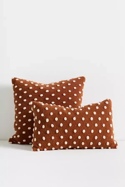 Anthropologie Woven Wool Dotted Throw Pillow In Brown