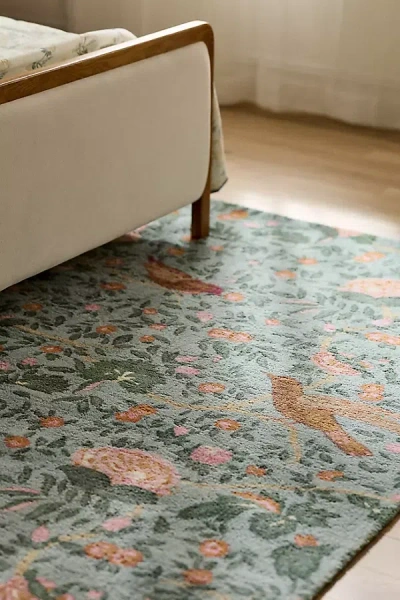 Anthropologie Wren Tufted Floral Bird Print Rug In Multi